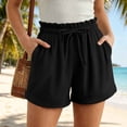 thumbnail image 3 of TAGOLD Women Sweat Shorts for Womens Solid Color High Drawstring Casual Shorts Functional Side Pockets Loose Summer Loungewear Bottoms, 3 of 5