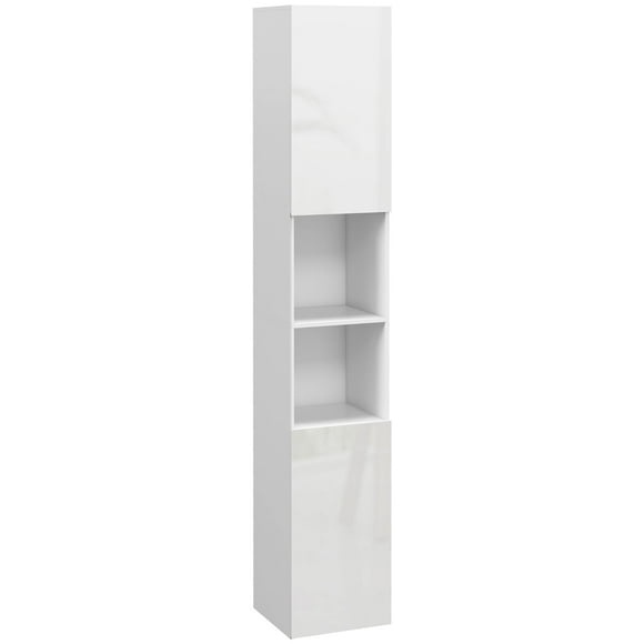 kleankin High Gloss Bathroom Cabinet with Door and Shelves, White