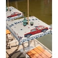 thumbnail image 2 of Outdoor Tablecloth with Umbrella Hole,Independence Day US Flag Truck Stars Spillproof Waterproof Table Cloth Zippered Table Covers,Gingham Check Fireworks Washable Tablecloths for Picnic/Patio, 2 of 6