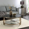 thumbnail image 3 of ACME Abisha Metal/Glass Coffee Table with Stone Top in Black/Champagne Gold, 3 of 5