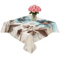 thumbnail image 2 of Spring Floral Vintage Table Cloth Waterproof Tablecloths, Retro Teal Tulips Botanical Summer Tablecloth Dining Table Cover for Kitchen Party Tabletop Outdoor, Square Tablecloth 54x54 Inch, 2 of 9