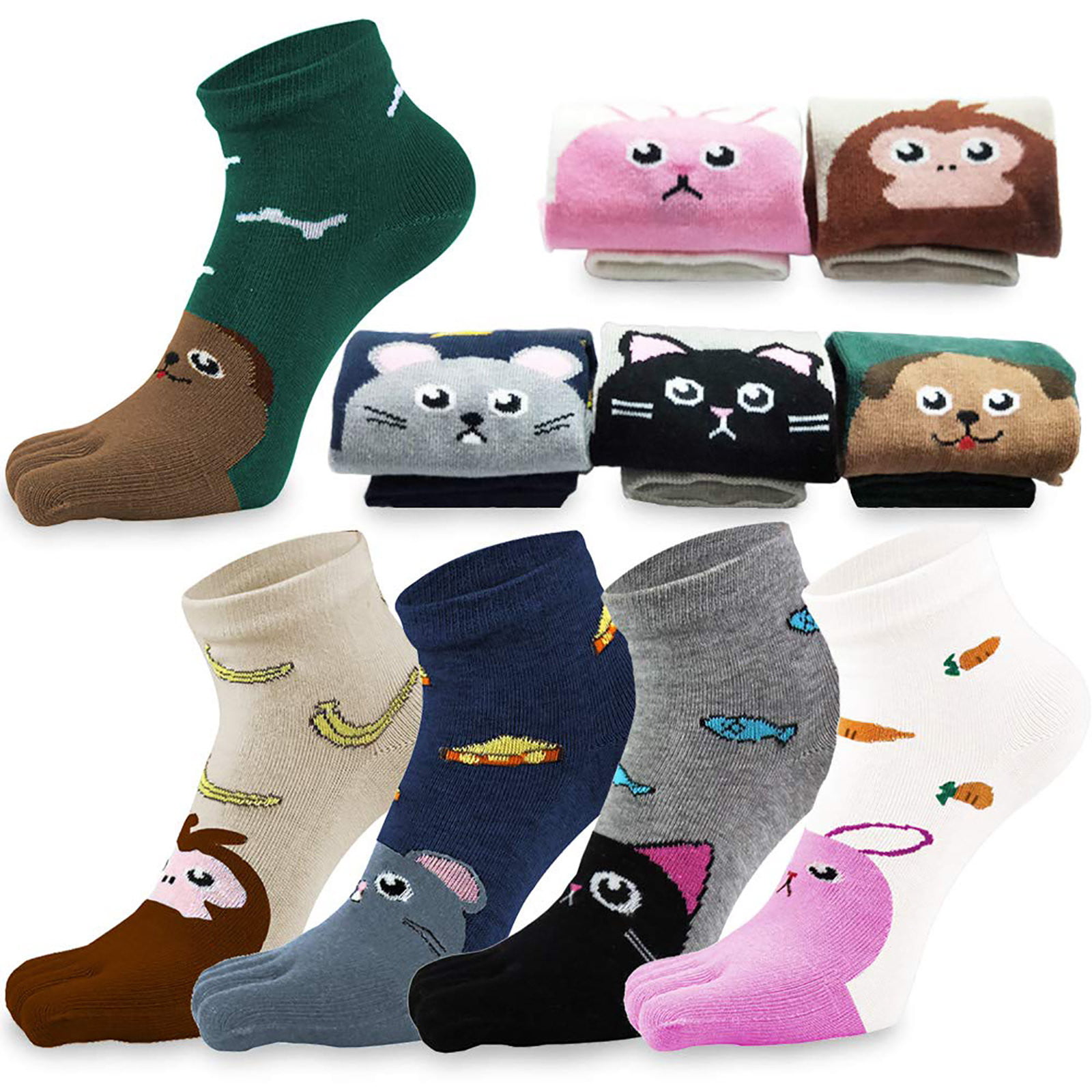Details about   5-Pack Cotton Roll Top Pattern Novelty Designs Socks Animals/Cartoon Toddler Kid 