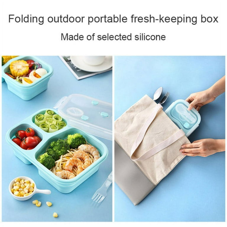 ECOBERI Collapsible Bento Boxes, 2 Compartments, Microwave, Dishwasher  Safe, BPA Free Silicone, Airtight, Set of 2