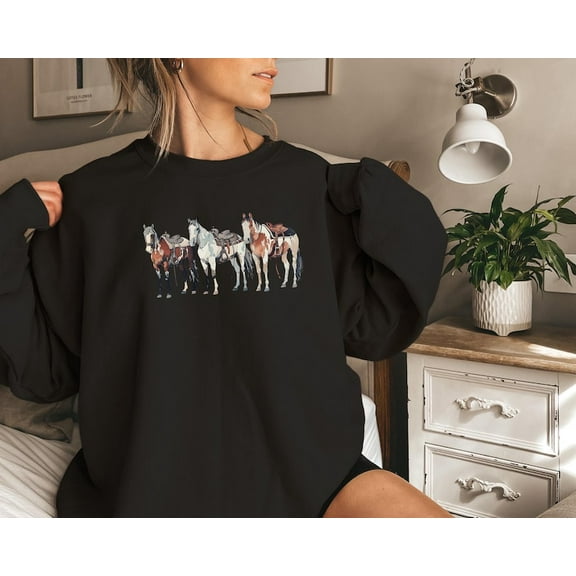 Horse Western Sweatshirt, Cowgirl Horses Hoodie, Country Hoodie, Western for Women Hoodie, Oversized Sweater, Cowgirl Sweater, Western Gift