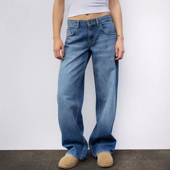 Joernso Wide Leg Jeans for Women High Waist Stretchy Denim Pants with Pockets Casual Straight Leg Jean Trousers