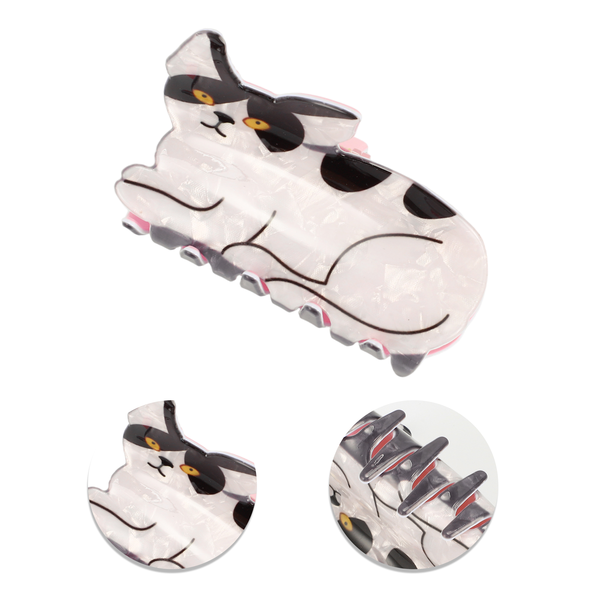 NOMADIC NOOK Women's Fashion Cute Cat Hair Clips 3 Pcs Orange White Brown Black