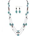 thumbnail image 2 of Coiris Collier Déclaration à 3 Couches Turquoise et Perles de Bois Simulé pour Femmes avec Boucles d'Oreilles (N0042), 2 of 4