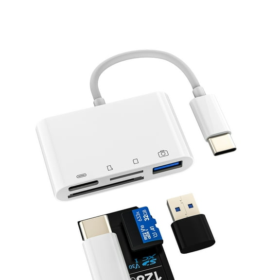SD Card Reader USB C OTG Adapter(4in1)for iPhone 16 15 Pro Max Type C charger USB 3.0 Micro SD Camera Memory Stick for iPad for Apple Compatible for Samsung S25 S24 MacBook Android TF Drive Converter