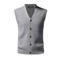 thumbnail image 3 of JTieacloth Tops for Men Loose Fit plus Size Male Autumn And Winter Buckle Sweater Vest Vest V Neck Pure Color Wool Collarless Shirt Combined Body Type Non Hooded Vest Sweater Vest, 3 of 4