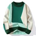 thumbnail image 1 of Suéter de hombre con diseño personalizado y casual de invierno con costuras en contraste de color, suéter holgado de estilo perezoso para hombre, 1 of 5