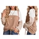 thumbnail image 2 of Camisetas Holgadas Informales de Punto con Cuello Redondo y Larga con Bloques de Color A para Mujer y Caqui M, 2 of 6