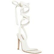 Steve Madden Utilize White Ankle Wrap Around Lace Up Stiletto Dress Sandals (11, WHITE)