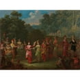 thumbnail image 3 of Jean Baptiste Vanmour 24x19 Black Modern Framed Museum Art Print Titled - Greek Men and Women Dancing the Khorra (C. 1720 - C. 1737), 3 of 5
