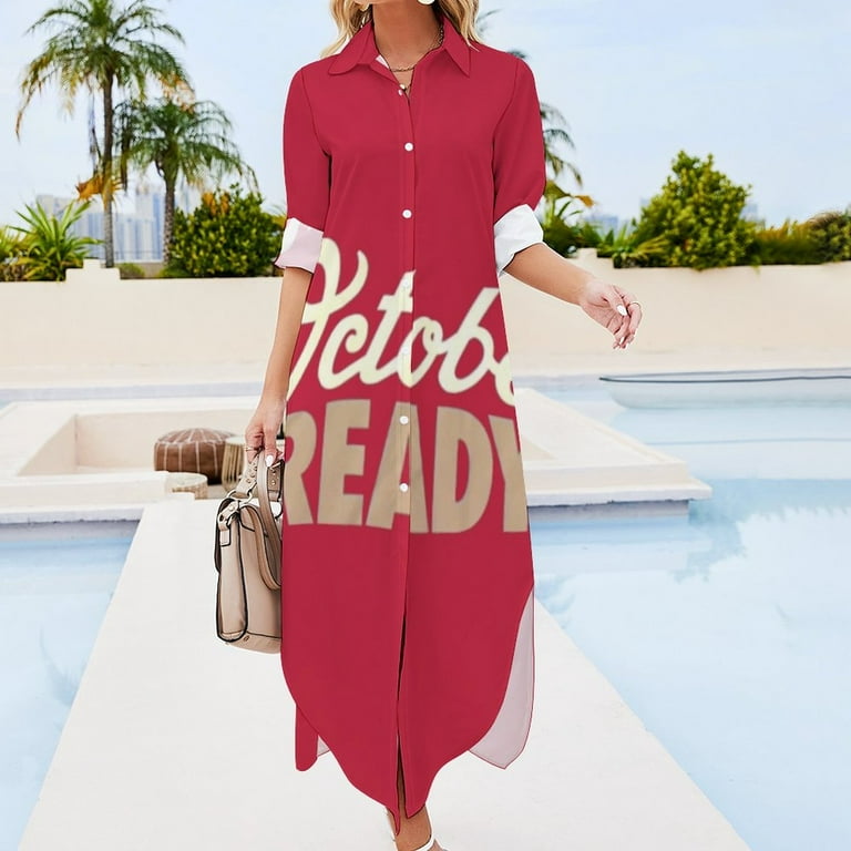 Cardinals October Ready Long Sleeved Shirt Dress dress for women summer dresses womens - Walmart.com Cardinals October Ready Long Sleeved Shirt Dress dress for women summer dresses womens - Walmart.com