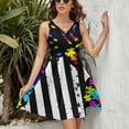 thumbnail image 3 of USA Flag Autism Dress Fashion Beach Long Dresses Female Party Printed Sundress, 3 of 7