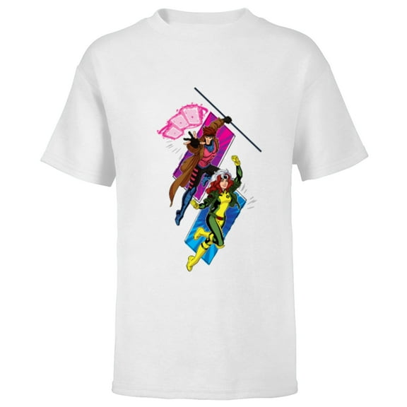 Marvel Studios X-Men ’97 Gambit and Rogue Super Hero Team-Up- Short Sleeve T-Shirt for Kids - Customized-White