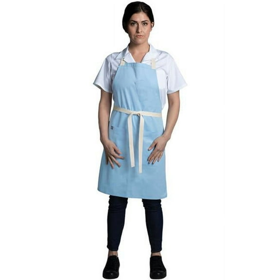 Uncommon Threads 3127-77W4 23 x 34 in. Avalanche Bib Apron with Natural Web, Sky Blue