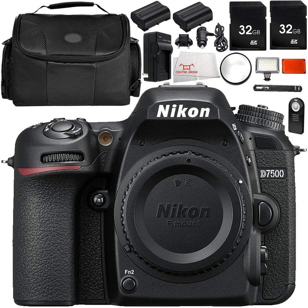 No Warranty Nikon D7500 DSLR Camera 2X Replacement Batteries More Includes 2X 32GB SD Memory Cards 10PC Accessory Bundle International Version Body Only 