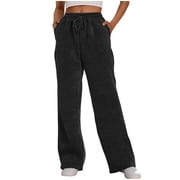CHZAYXI Sweatpants for Women High Rise Drawstring Straight Leg Elastic Waist Soft Casual Baggy Running Trousers with Pockets(Dark Gray,XX-Large)