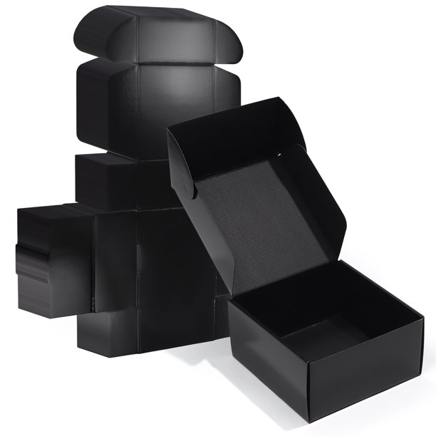 8x8x4 Black Shipping Boxes for Small Business 20 Pack, Packaging