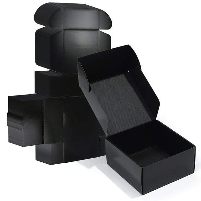 8x8x4 Black Shipping Boxes for Small Business 20 Pack, Packaging