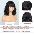 thumbnail image 2 of LinenLoon Perruque Noire avec Frange Perruque pour Femmes 12 Po Courte Ondulée Bouclée Perruque Cheveux Noirs Naturels Perruques Résistantes à la Chaleur Remplacement Cheveux (12 Pieds' Naturel Noir 1B), 2 of 5