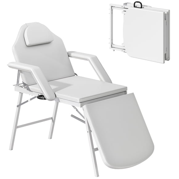 HOMCOM Portable Massage Table, 3 Section Adjustable Beauty Bed, White