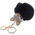 thumbnail image 4 of EeaseMX Llavero de bola esponjosa con perlas incrustaciones de cadena de llavero para el bolso de las mujeres / teléfono móvil / colgante del coche (negro), 4 of 8
