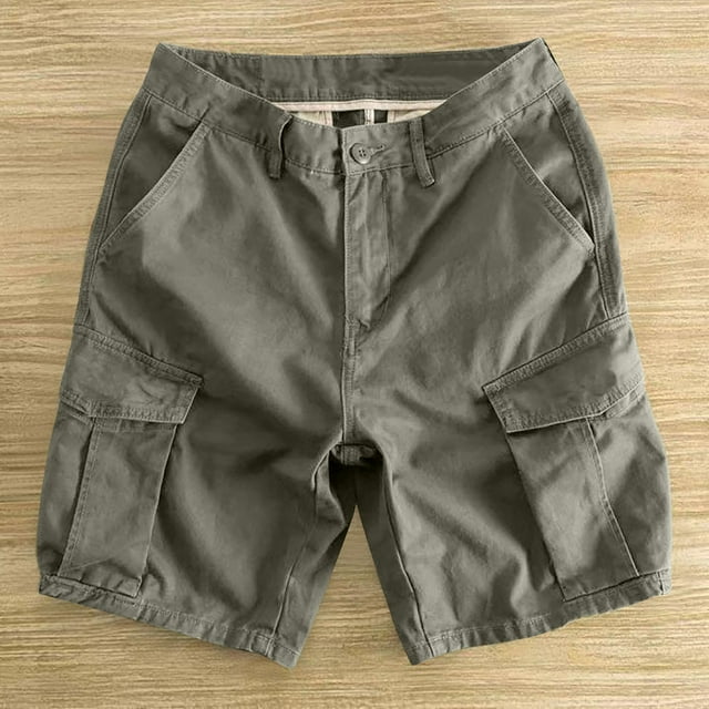 Men's Casual Solid Color Fashion Pockets Loose And Comfortable Work Short Pants Breathable Comfortable Clothes