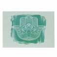 thumbnail image 1 of Hamsa Cutting Board, Grungy Display with Ethnic Motif Flourishing Lotus Culture Print, Decorative Tempered Glass Cutting and Serving Board, Small Size, Turquoise and White, by Ambesonne, 1 of 1