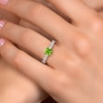 thumbnail image 4 of Gem Stone King 14K Two Tone Gold Green Peridot and Lab Grown Diamond Engagement Ring for Women | 1.69 Cttw | Princess 5MM | Gemstone August Birthstone | Size 5, 4 of 6