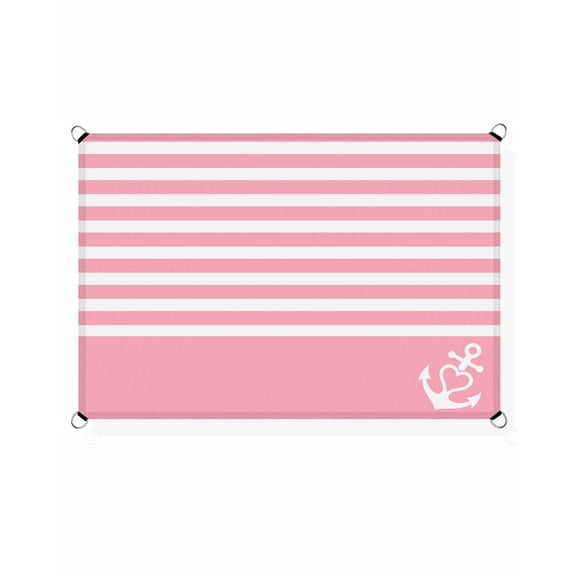 Vintage Anchor Texture Sun Shade Sail 14'X18' Pink Stripes Geometric Classic UV Block Outdoor Sail Shades Breathable Waterproof Rectangular Sunshade for Patio Garden Pool Pergola Porch