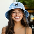 thumbnail image 3 of Dalix Butterfly Tie Dye Bucket Hat Cotton Embroidery Casual Outdoor Style Womens in Tie Dye Blue XL X-Large, 3 of 5