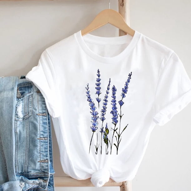 Camiseta con estampado Floral de flores de los 90 para mujer, ropa de calle de estilo de dibujos animados para mujer, camiseta estampada, camiseta gráfica para mujer Tan Jianjun unisex