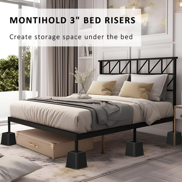 LandHope Bed Risers, Heavy Duty Furniture Risers, Support Up To 5000 Lbs 4 Pack 4 Inch White