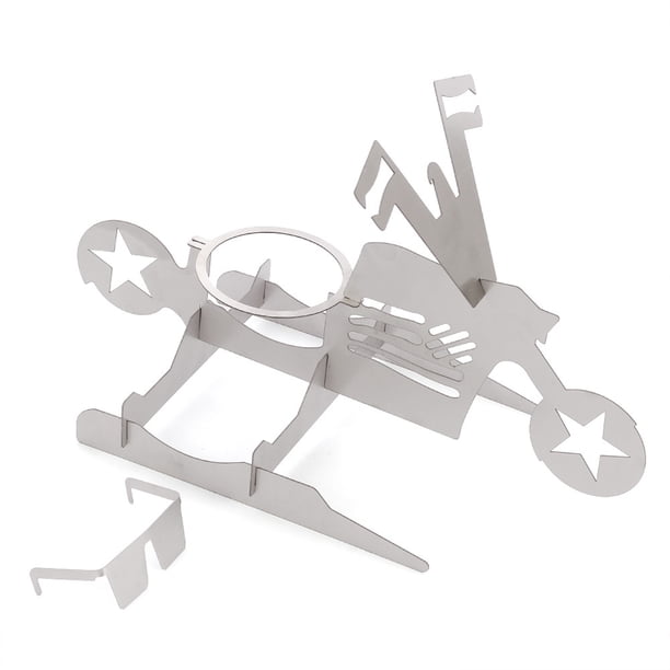 Kearding Estante para asar pollos, soporte extraíble para asar a la parrilla de acero inoxidable, barbacoa doméstica portátil en forma de motocicleta Cocina y Comedor Estrella Kearding HA012089-02