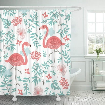 Yusdecor Cute Seamless Pattern A Pink Flamingo Vector Floral Whimsical Bathroom Decor Bath Shower Curtain 66x72 Inch Walmart Canada
