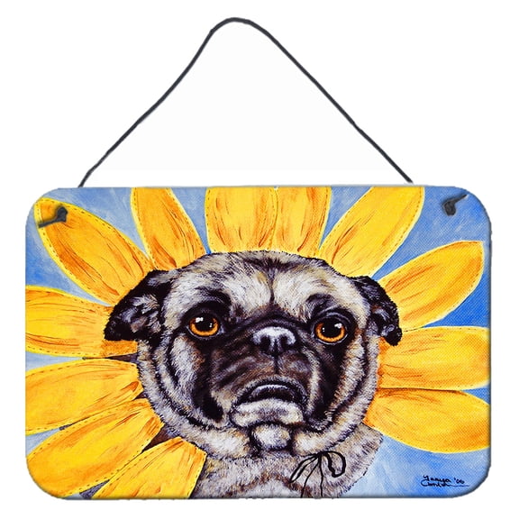 Carolines Treasures AMB1058DS812 Sunflower Pug Wall or Door Hanging Prints 8x12 multicolor