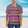 thumbnail image 2 of Susaid Colorful Mexican Stripes Print Hawaiian Shirts for Men Women,Hawaiian Summer Short-Sleeve Casual Relaxed-Fit Button-Down,Medium, 2 of 7