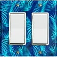 thumbnail image 1 of Metal Light Switch Plate Cover Jungle Tropical Leaves Blue Palm JGL002, 1 of 13