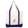 thumbnail image 2 of DALIX Monogram Tote Bag Shoulder Bag Teacher Zippered Purple Letter S, 2 of 8