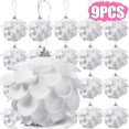 thumbnail image 2 of 9/3x Adornos para árbol de Navidad Bolas de espuma con forma de pétalos de purpurina blanca Bolas de nieve Flores de espuma brillantes Decoraciones colgantes para árbol, 2 of 5