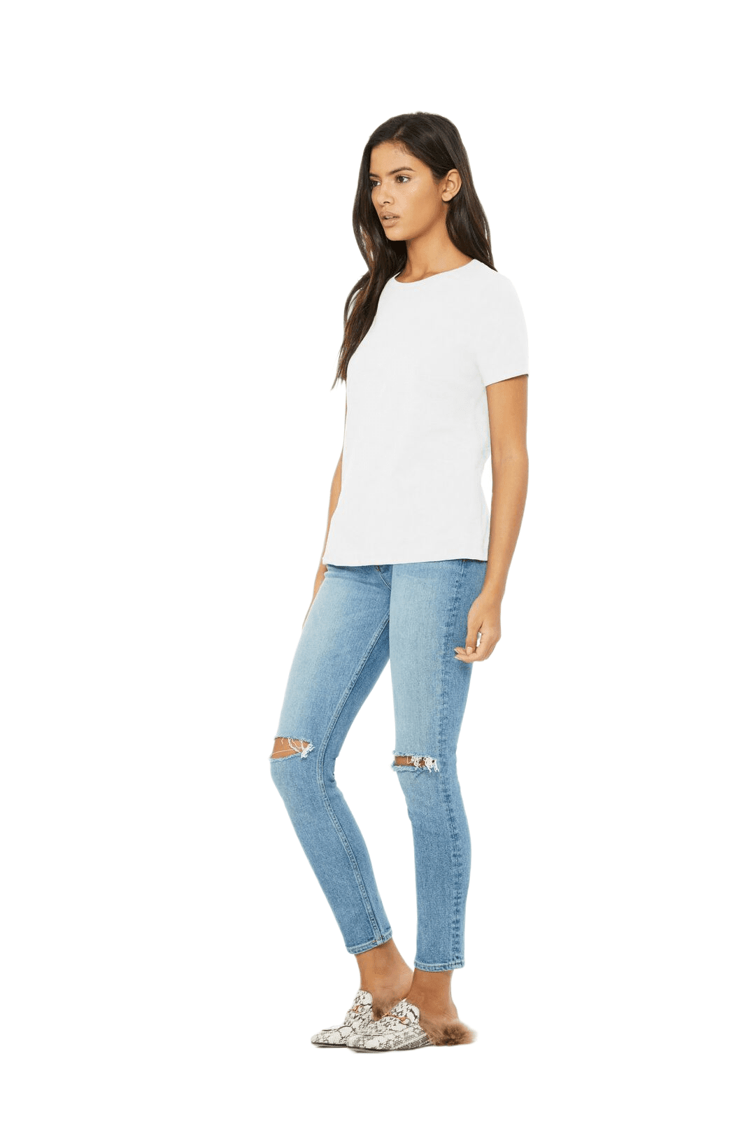 BELLA+CANVAS Ladies Crew Neck Personalized T-Shirt, Create your own Designs, White, XXL