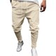 thumbnail image 1 of Pantalones casuales de lino para hombre, color sólido, ajustados, cintura baja, elásticos, ligeros, elásticos, con cordón, para verano, playa, yoga 036-caqui G 036-caqui G Xishao ropa, 1 of 2