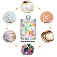 thumbnail image 6 of Yayeee 2 Pack Qtip Holder Bathroom Cotton Swab Canister with Lid Clear Dispenser Set, Abstract Geometric, 6 of 6