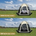 thumbnail image 4 of Screen Tent with Removable Floor,  Large 11.8'x11.8' Gazebos with Mosquito Netting and Removable Floor Sunproof Outdoor Canopy Tent for Backyard Khaki Party Outside Activities, Khaki, 4 of 12