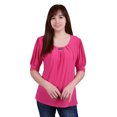 thumbnail image 1 of Petite Short Sleeve Balloon Sleeve Top With Hardware, 1 of 3