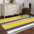 thumbnail image 4 of Abstract Gradient Area&nbsp;Rug 2.7x5ft Blue Grey Yellow Stripe Non-Slip&nbsp;Washable Square&nbsp;Rugs Soft Felt Indoor Floor Mat for Bedroom Kitchen Living Room Bathroom, 4 of 9