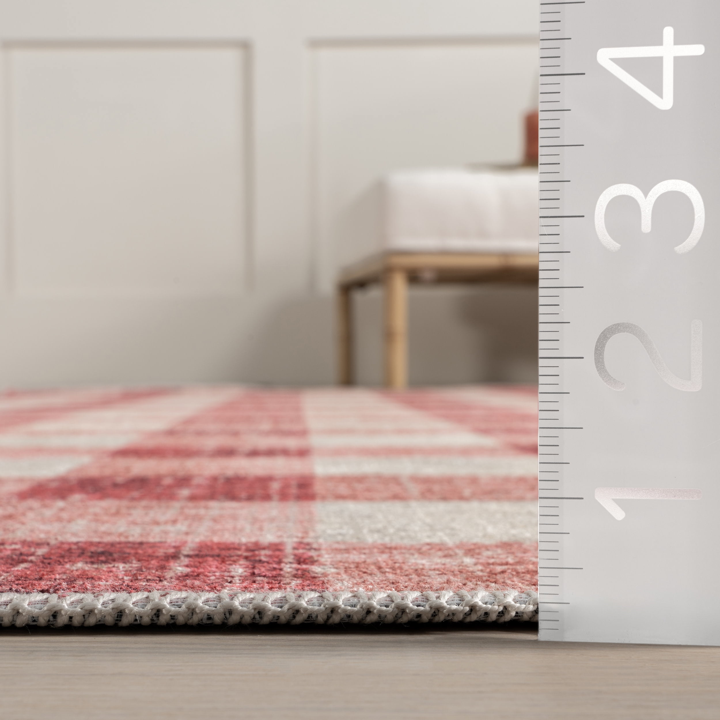 nuLOOM Drew Gingham Plaid Machine Washable Area Rug, 4' x 6', Pink
