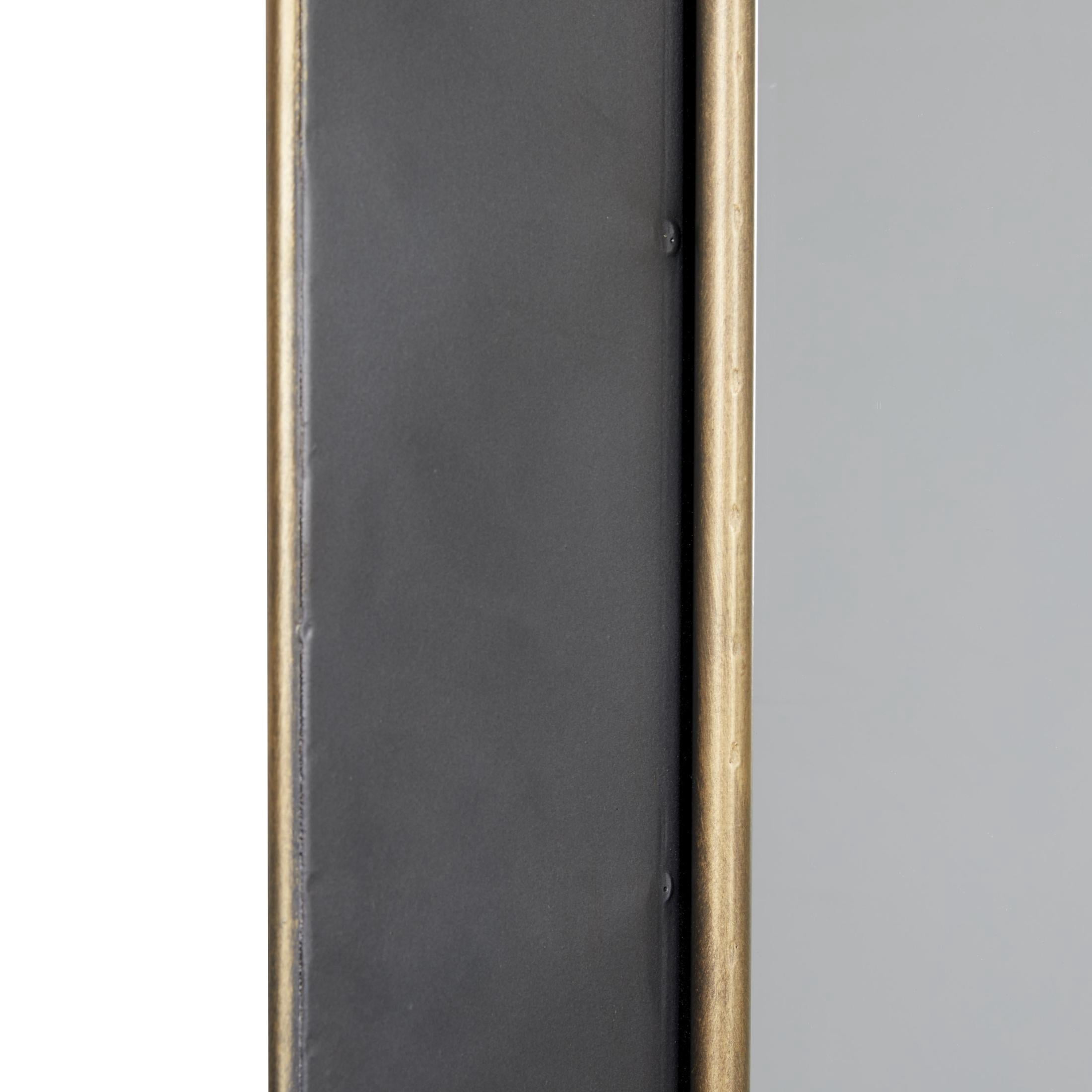 DecMode 25" x 70" Black Concaved Wall Mirror with Gold Detailing